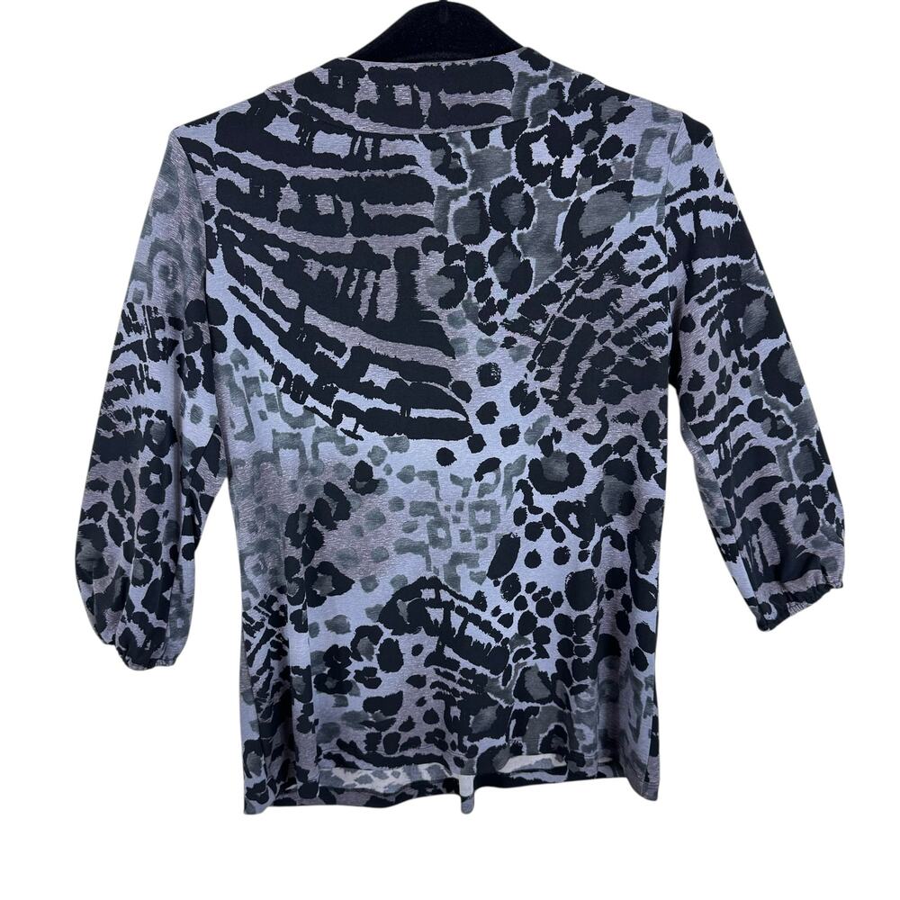 Marc Bouwer Leopard Print Metal Beaded 3/4 Sleeve Stretchy Blouse Size S - Picture 3 of 7